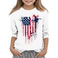 thumbnail image 2 of Spazoro Toddler Girls 3/4 Sleeve Shirts, Casual Round Neck Graphic Print Spring and Fall Fashionable Tops for Girls White Size 3-4T, 2 of 4
