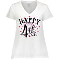 thumbnail image 3 of Inktastic Happy 4th Fourth of July Firework Women's Plus Size V-Neck T-Shirt, 3 of 5