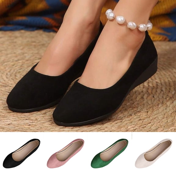 Hinvhai Women's Flats Shoes Round Toe Flats Shoes Women Ballet Flats for Women Dressy Shoes Pink 9(42)