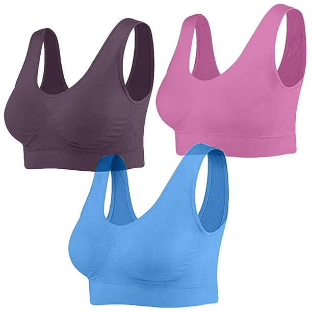 3Pack Seamless Sports Bra Wirefree Yoga Bra with Removable Pads for