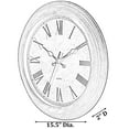 thumbnail image 4 of 15.5 in Wall Clock for Home Kitchen Living/Dining Room Office Over Fireplace Decor, Easy to Read, Rustic Bronze, Non-Ticking, Large Roman Numerals, Battery Operated, Plastic Traditional Round Clock, 4 of 5