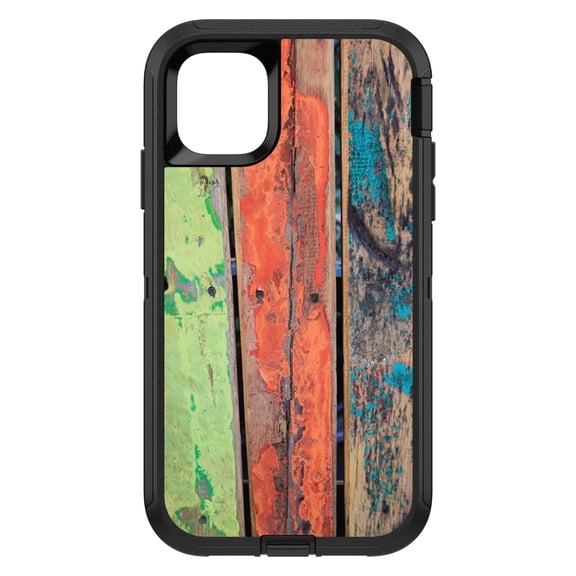 DistinctInk Custom SKIN / DECAL compatible with OtterBox Defender for iPhone 11 Pro (5.8" Screen) - Rough Painted Wood Print - Printed Wood Grain Image