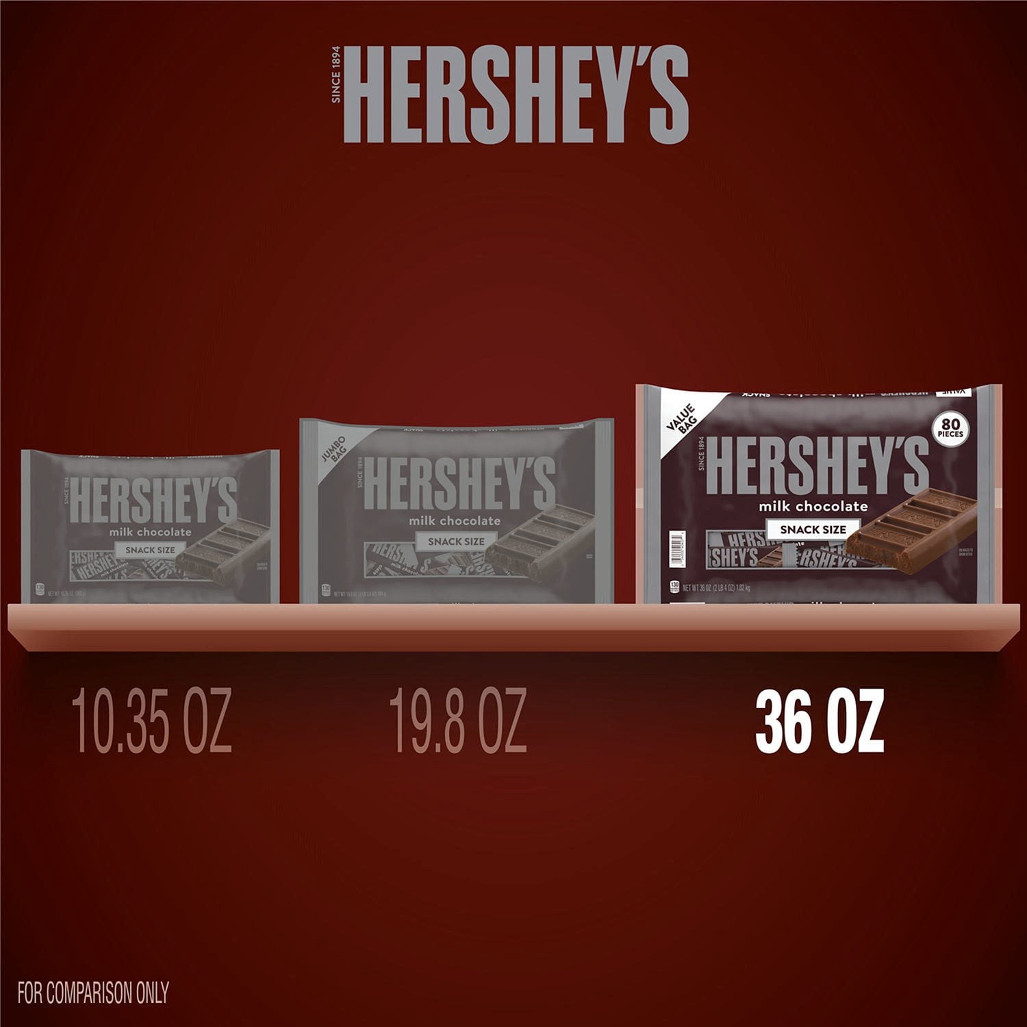 HERSHEY'S Milk Chocolate Bars, Snack Size, 80 pcs. With White Bowl By OMA