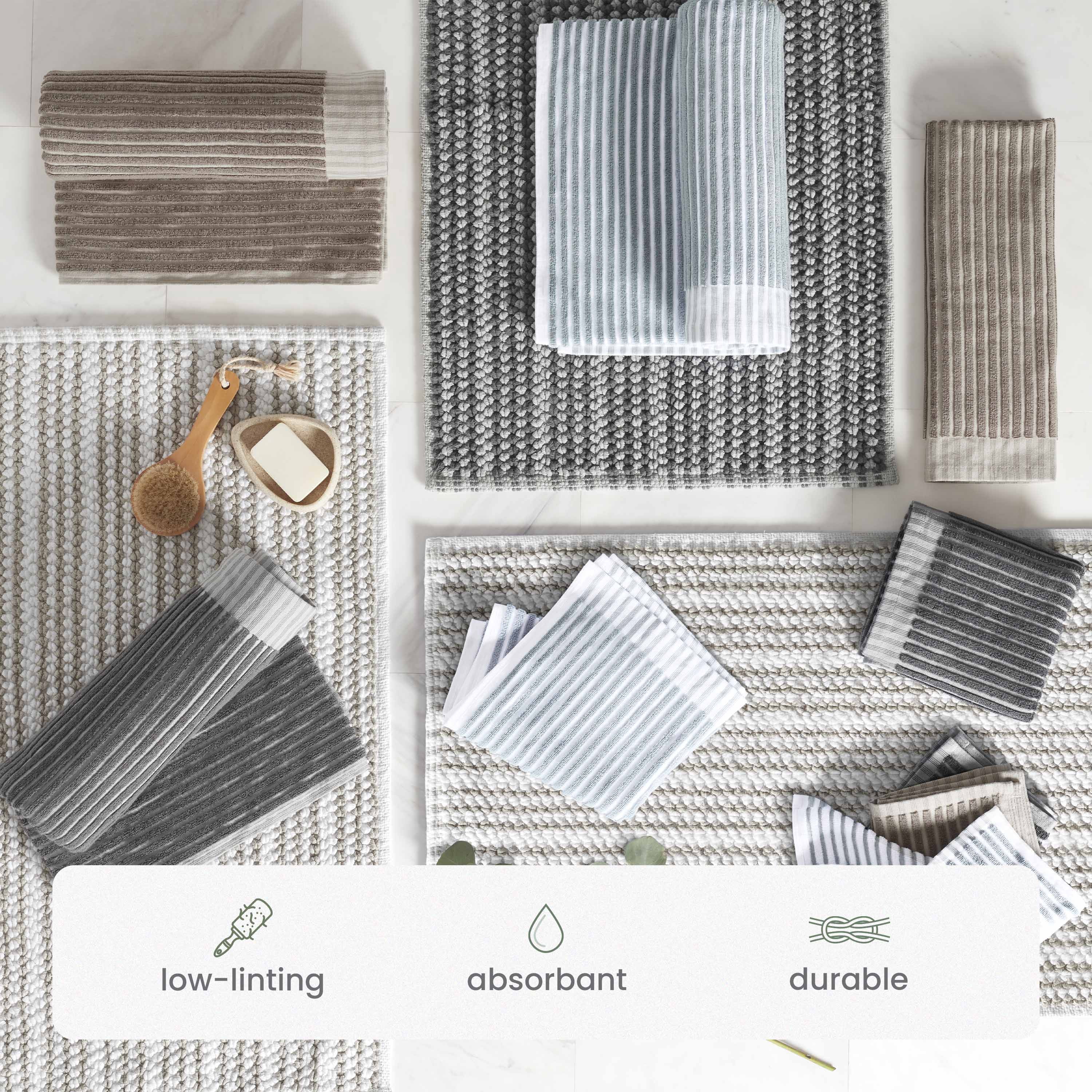 Martex Restore Sculpted Stripe Bath Towel, 30" x 56", Charcoal