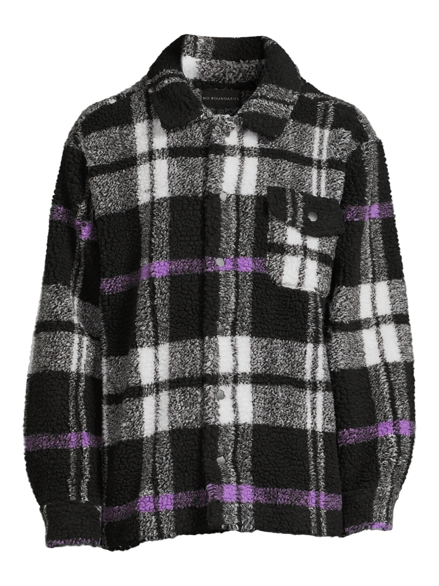 No Boundaries Men's and Big Men's Button-up Faux Sherpa Jacket, Sizes XS-3XL - image 5 of 5