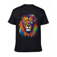 thumbnail image 6 of T-shirt Colorful Lion  Soft Cotton Adult Heat-Transfer Graphic T-Shirt - 180g Breathable Fabric, Unisex Summer Casual Wear with Durable Heat-Printed Design, 6 of 10