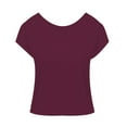 thumbnail image 4 of Charmgo Hauts pour Femmes Hauts d'Été pour Femmes Chemises à Manches Courtes Col Rond Tunique Mignonne et Tendance Blouses Sorties Hauts Grande Taille pour Femmes Vin TG, 4 of 4