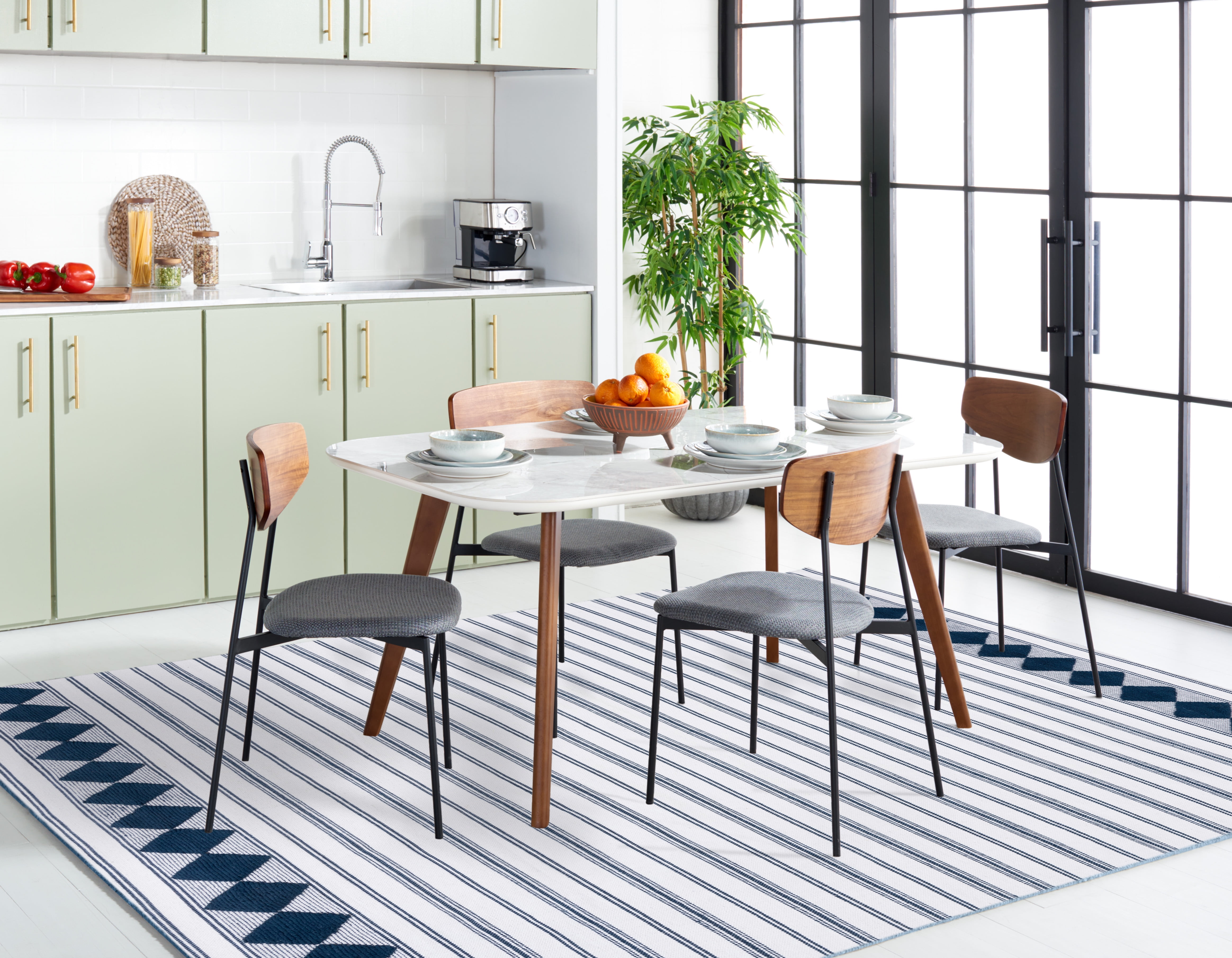 SAFAVIEH Montauk Foliage Striped Cotton Area Rug, Navy/Ivory, 8' x 10'