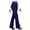 Dark Blue, variant on Womens Dress Pants, Straight Leg Stretchy High Waist Flat Front Business Works Trousers with Pockets Coffee L