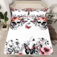 thumbnail image 2 of Castle Fairy Floral Skull 4pcs Bed Sheets,Flying Butterfly King Sheets,Gothic Style Super Cozy Sheet Set,Lightweight Exotic Room Decor, 2 of 6