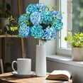 thumbnail image 5 of hulanddfd Artificial Flowers 10-Headed Hydrangea Bouquet Silk Flowers with Stems Faux Floral Arrangements Dining Table Centerpieces for Spring Home Party Decor(Blue), 5 of 6