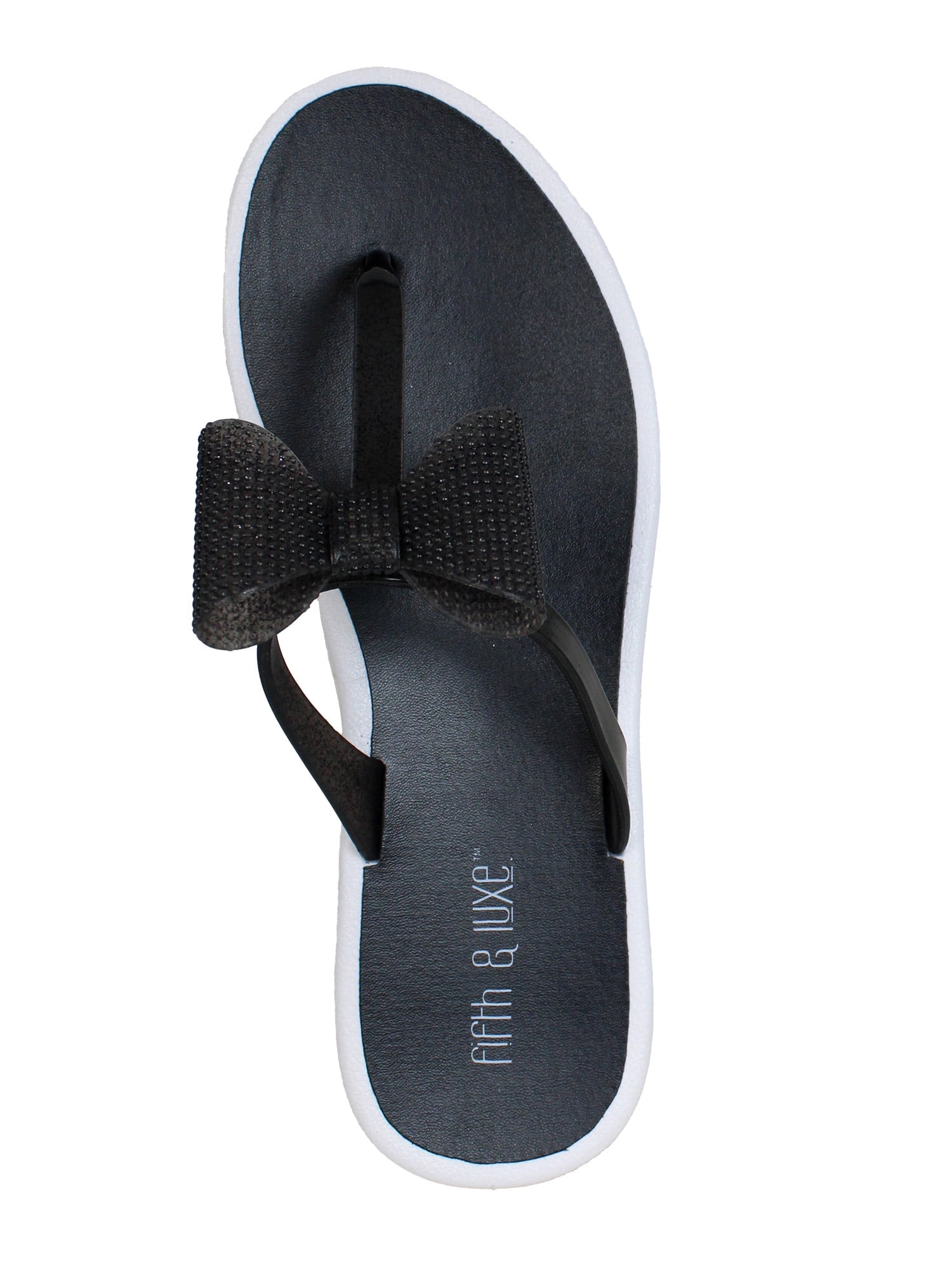 Fifth & Luxe Women’s Glitter Jelly Flat Flip Flop Sandals with Bow, Sizes 5/6-11