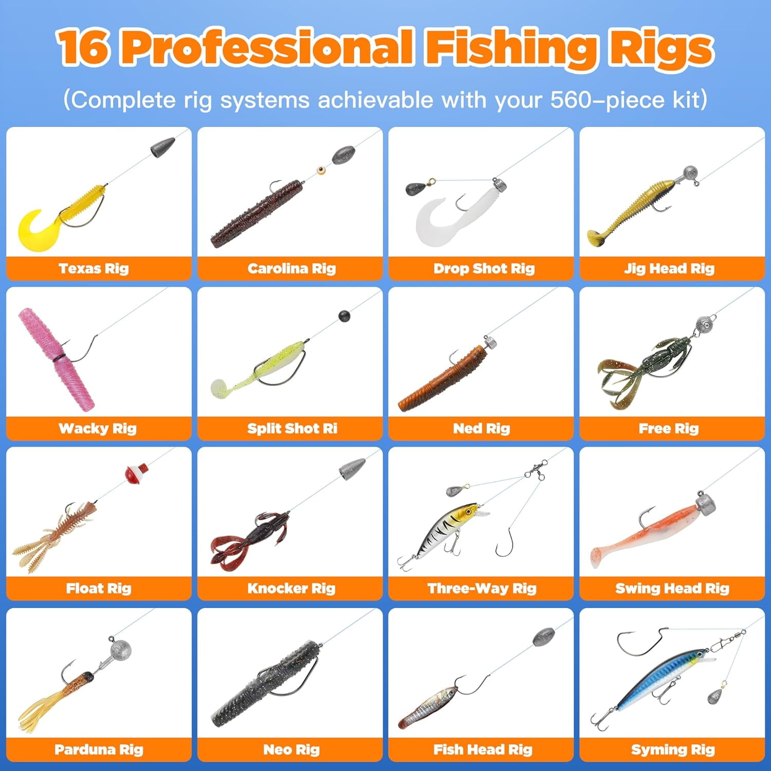560Pcs Fishing Tackle Box Kit with Lures, Pliers & Accessories - 4-Layer Waterproof Storage for Freshwater Bass Fishing