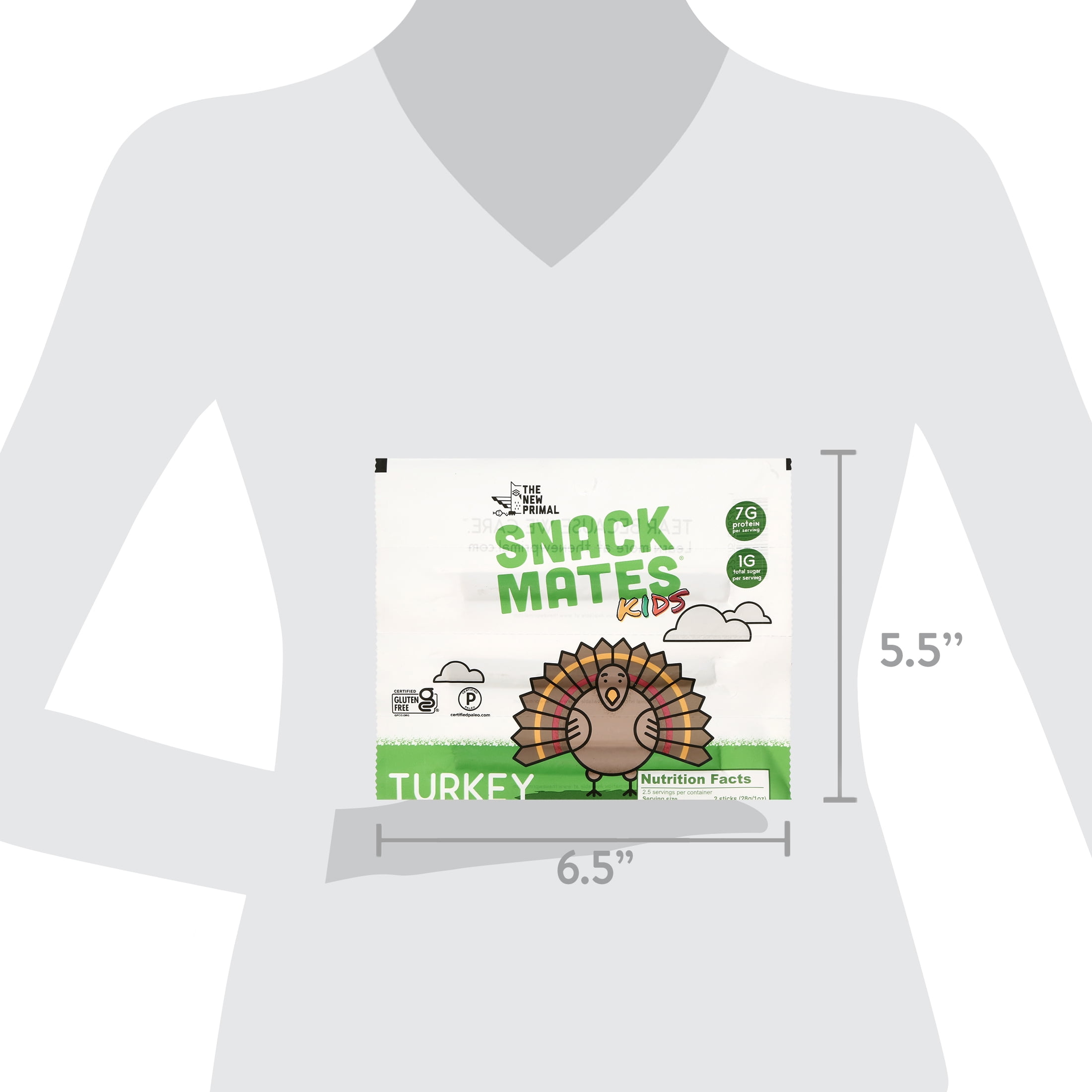 (3 pack) The New Primal Snack Mates, Turkey Sticks, 2.5 oz.