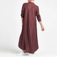 thumbnail image 4 of hotojiny Robe à Manches Longues pour Femmes, Coupe Ample, Col en v, Décontractée, Ourlet Arrondi, Robes d'Été Fluides, Robes Grande Taille pour Femmes, 4 of 7