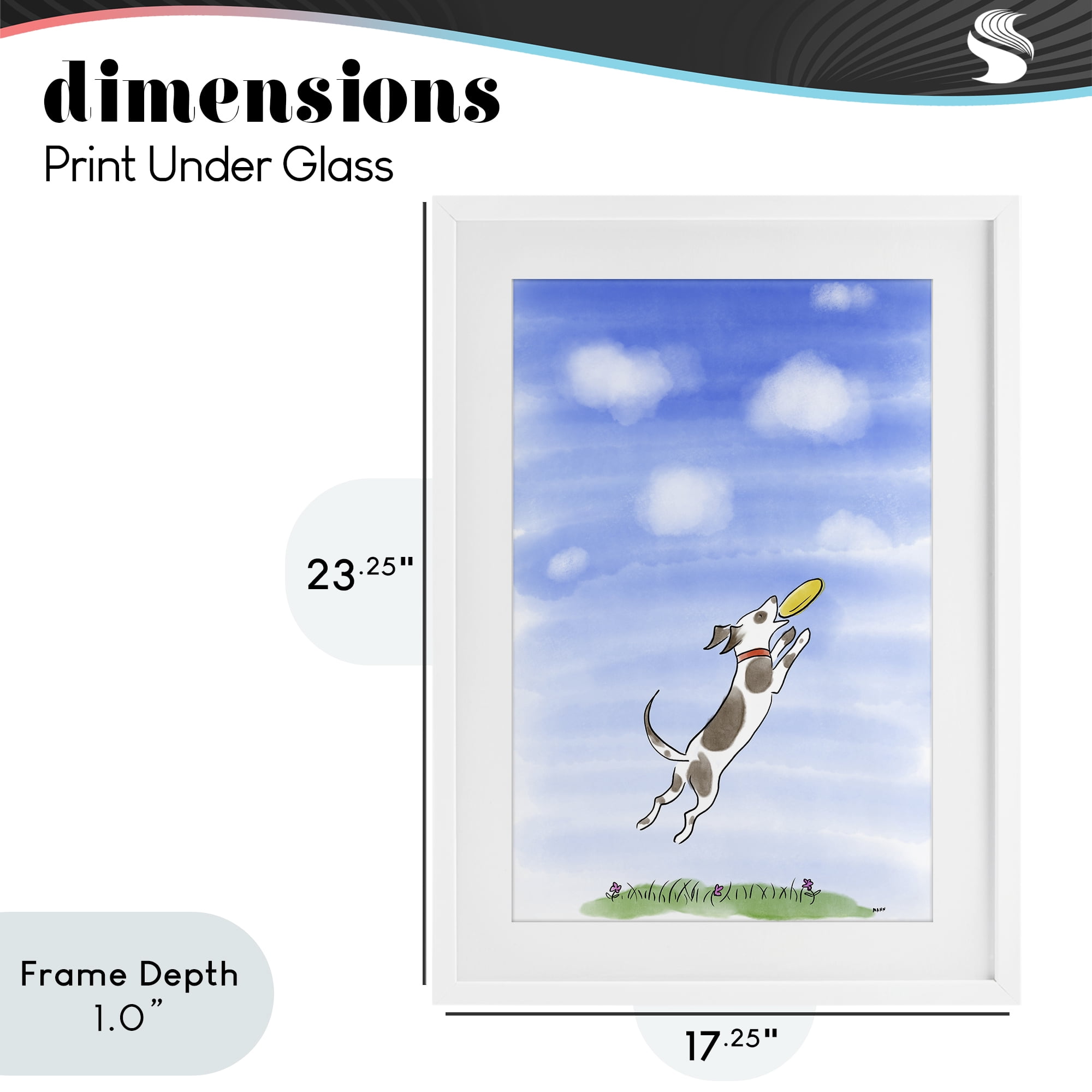 Stupell Industries Dog Catching Frisbee White Framed Print Under Glass, design by Patti Mann