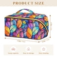 thumbnail image 4 of FORMRS Makeup Bag Travel Cosmetic Organizer for Women Fold Flat Zipper Pouch with Handle, Colorful Leaves, 4 of 8