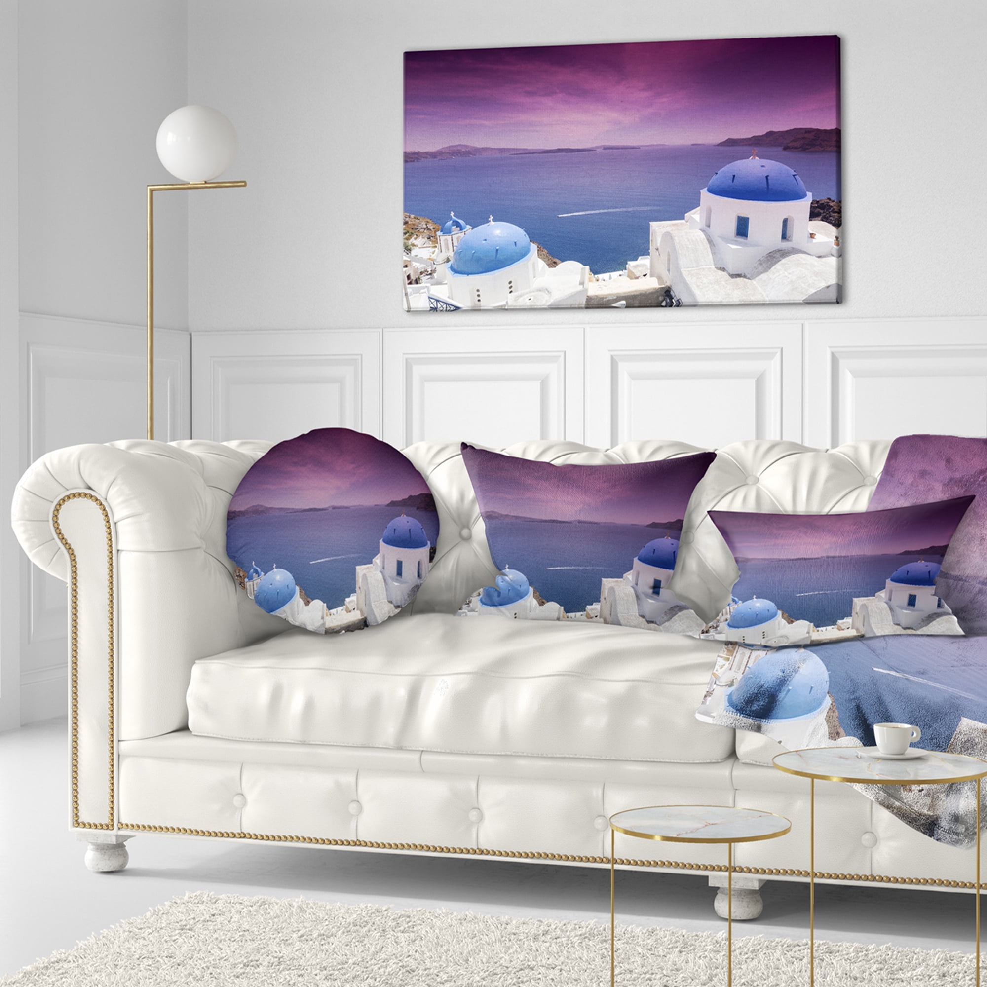 Designart 12" x 20" Blue Polyester Throw Pillow