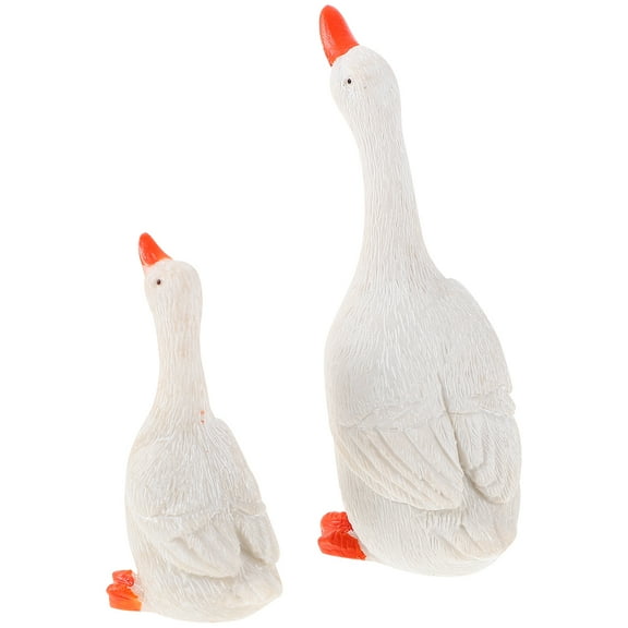 2 Pcs Mini Figurines Resin Crafts Realistic Animal Garden Decor Patio Moss White Backyard Decoration