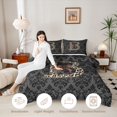 thumbnail image 3 of Castle Fairy Leopard Bow Letter B Twin Comforter Sets 3-Piece for Women,Gothic Skull Damask Bedding Set for Stylish Room,Black Reversible, 3 of 6