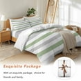 thumbnail image 7 of Geometric Sage Bedding Duvet Cover Set Twin Size 4 Pieces Green and Gray Stripes Soft Twill Plush Quilt Cover, Include 1 Duvet Cover 1 Flat Sheet And 2 Pillow, 7 of 7
