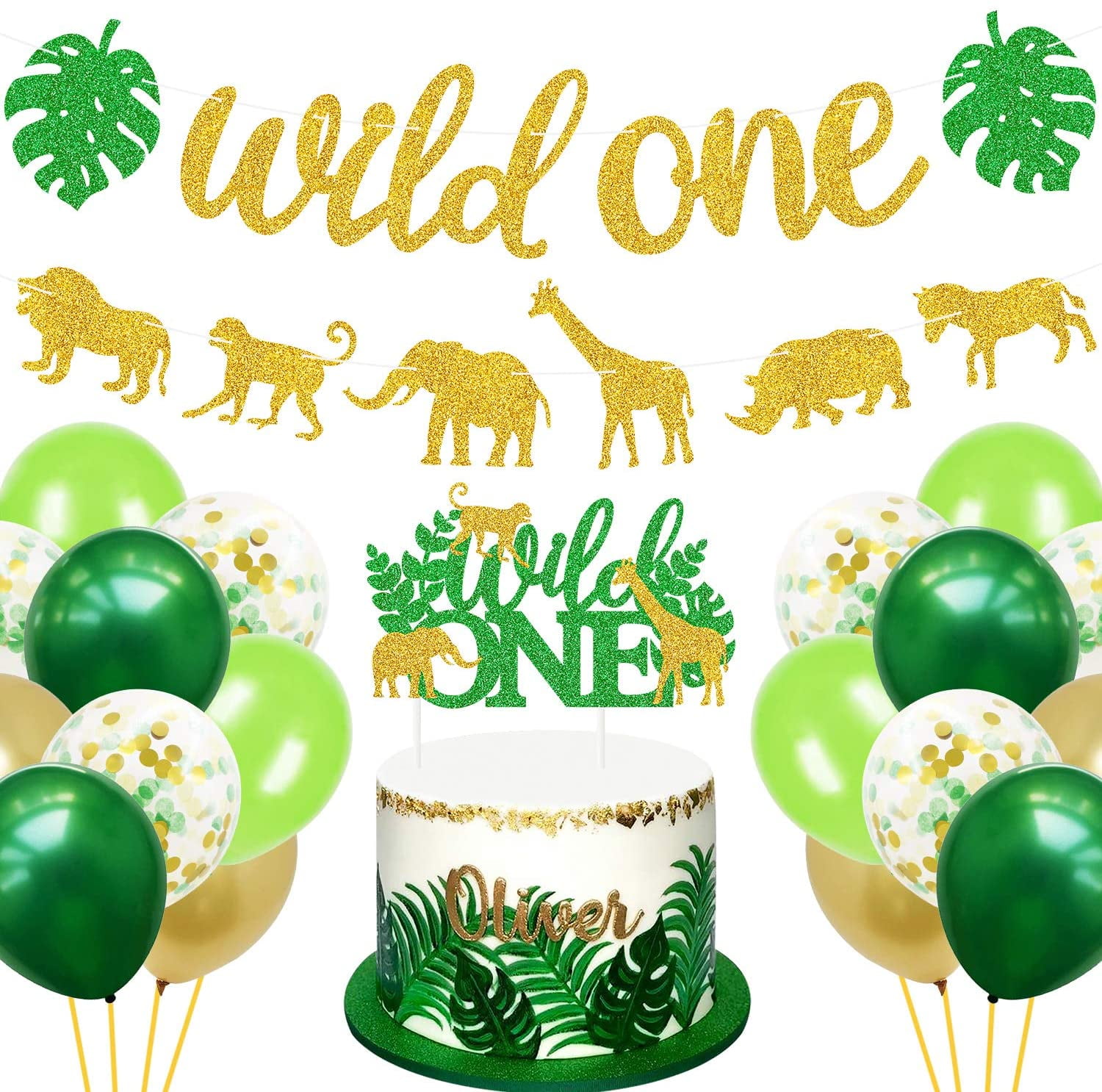 Wild One Balloons Banner Birthday Decorations Party Supplies for 1st birthday Boy Girl Safari Jungle Theme Party Supply Motion Life