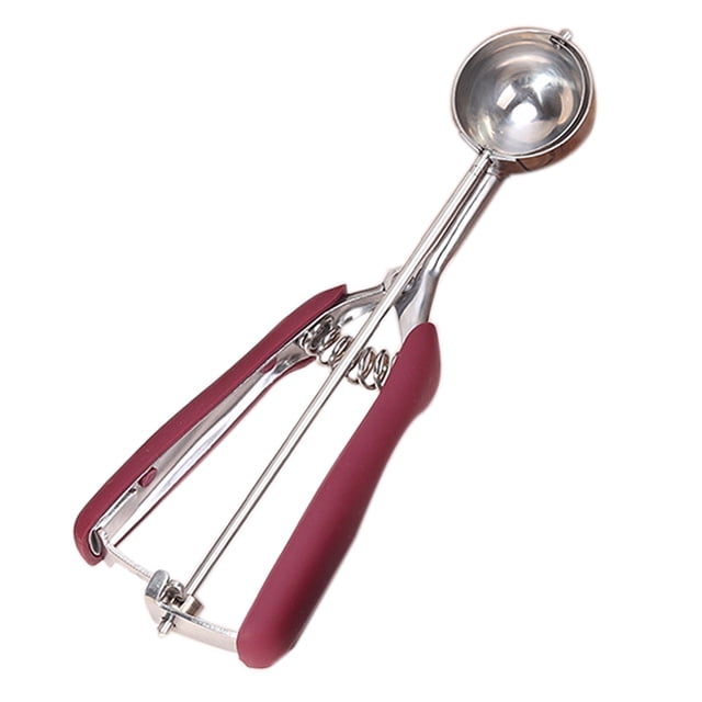 Cuchara para galletas, cuchara para helado profesional de acero inoxidable, agarres suaves y de fácil agarre, gatillo de liberación rápida (4 mm)