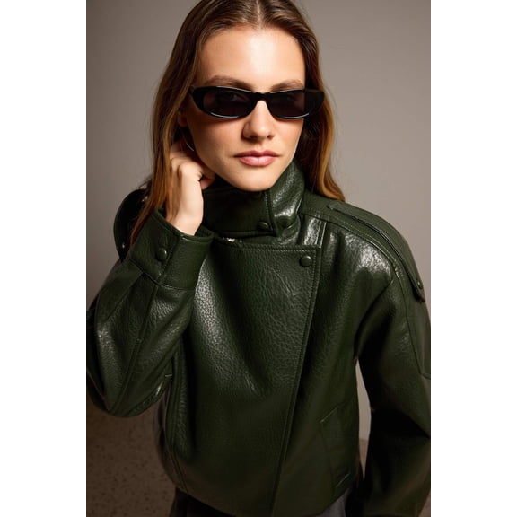 TRENDYOLMİLLA Women's Khaki Plain Oversize Winter Jackets