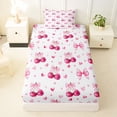 thumbnail image 3 of Erosebridal Bowknot Cherry Kids Twin Sheet Sets, Love Heart Bedding, 3pcs, 3 of 5
