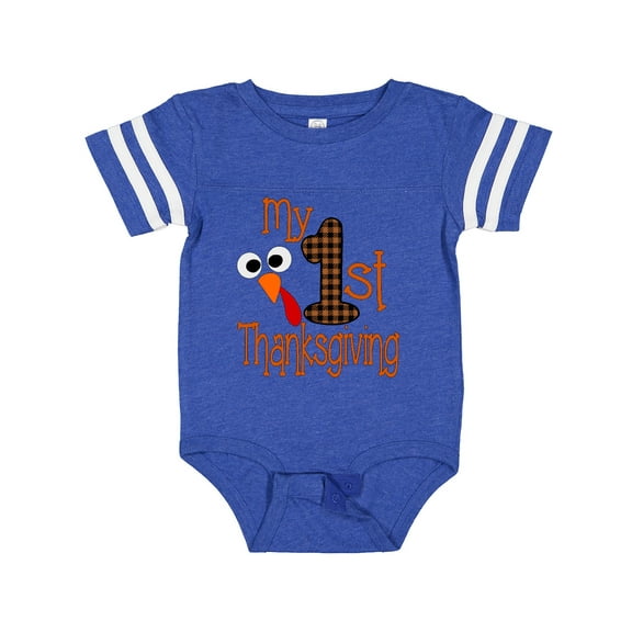 Inktastic Plaid 1st Thanksgiving Turkey Boys or Girls Baby Bodysuit