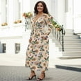 thumbnail image 3 of FKELYI Fall Maxi Dress for Women Long Sleeve A-Line Flowy Dresses Butterfly Sunflower Print V Neck Casual Dress with Side Pockets for Spring Winter, S, 3 of 6