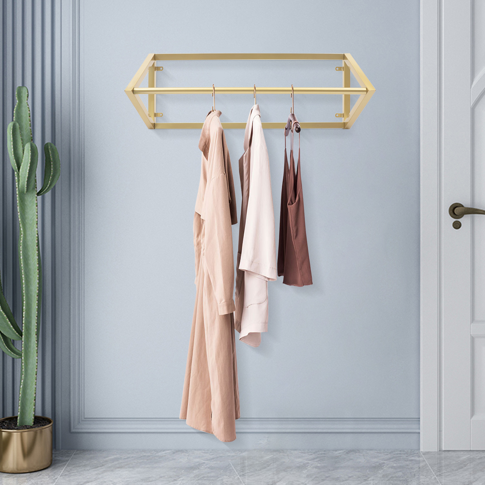 Miumaeov Wall Mounted Clothes Storage Rack Garment Hanging Rail