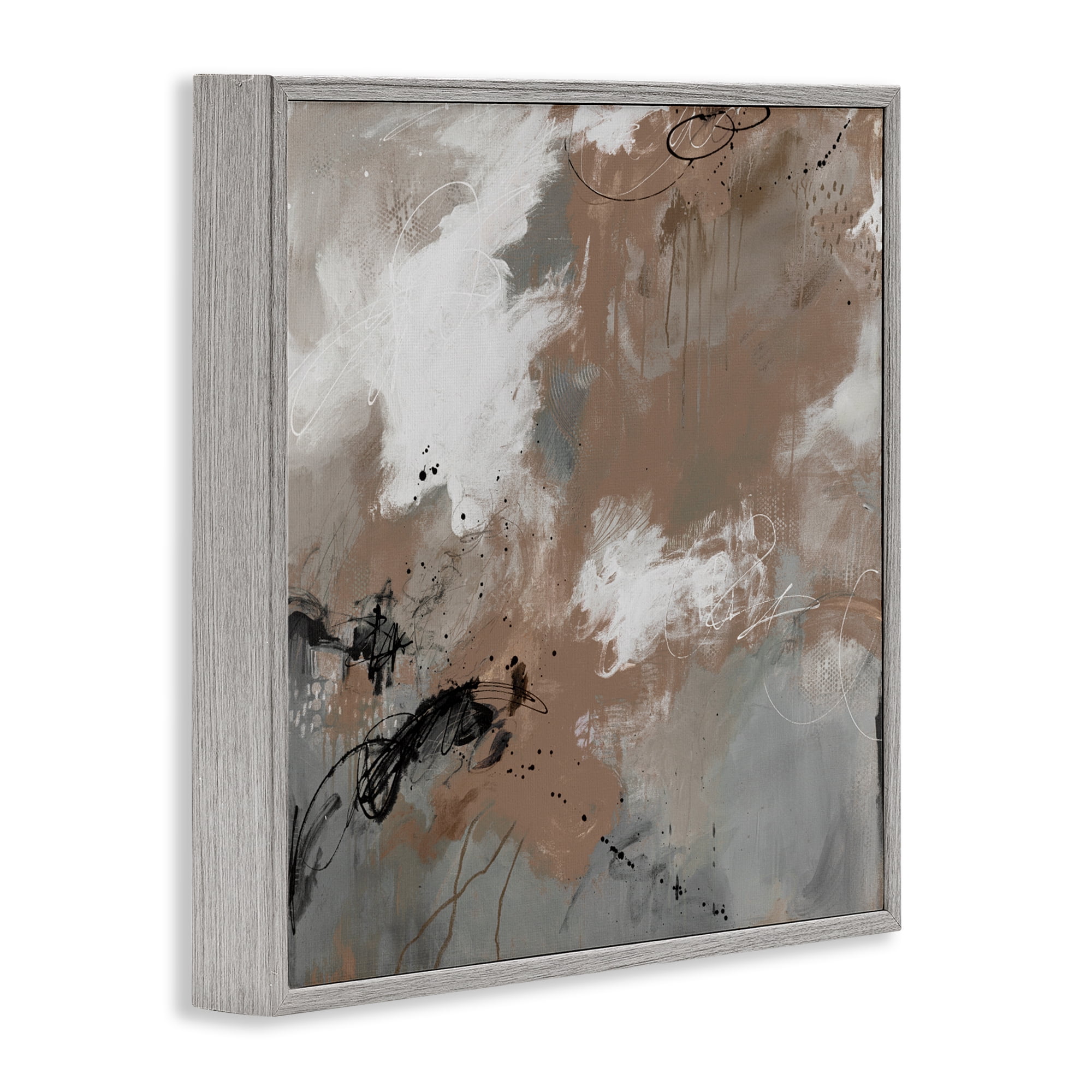 Stupell Industries Brown & Grey Brushwork Gray Framed Giclee Art, design by Ruth Fromstein