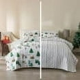 thumbnail image 3 of Holiday Printed Microfiber Reversible Quilt Set with Shams (Full / Queen, Watercolor Santa & Friends), 3 of 5