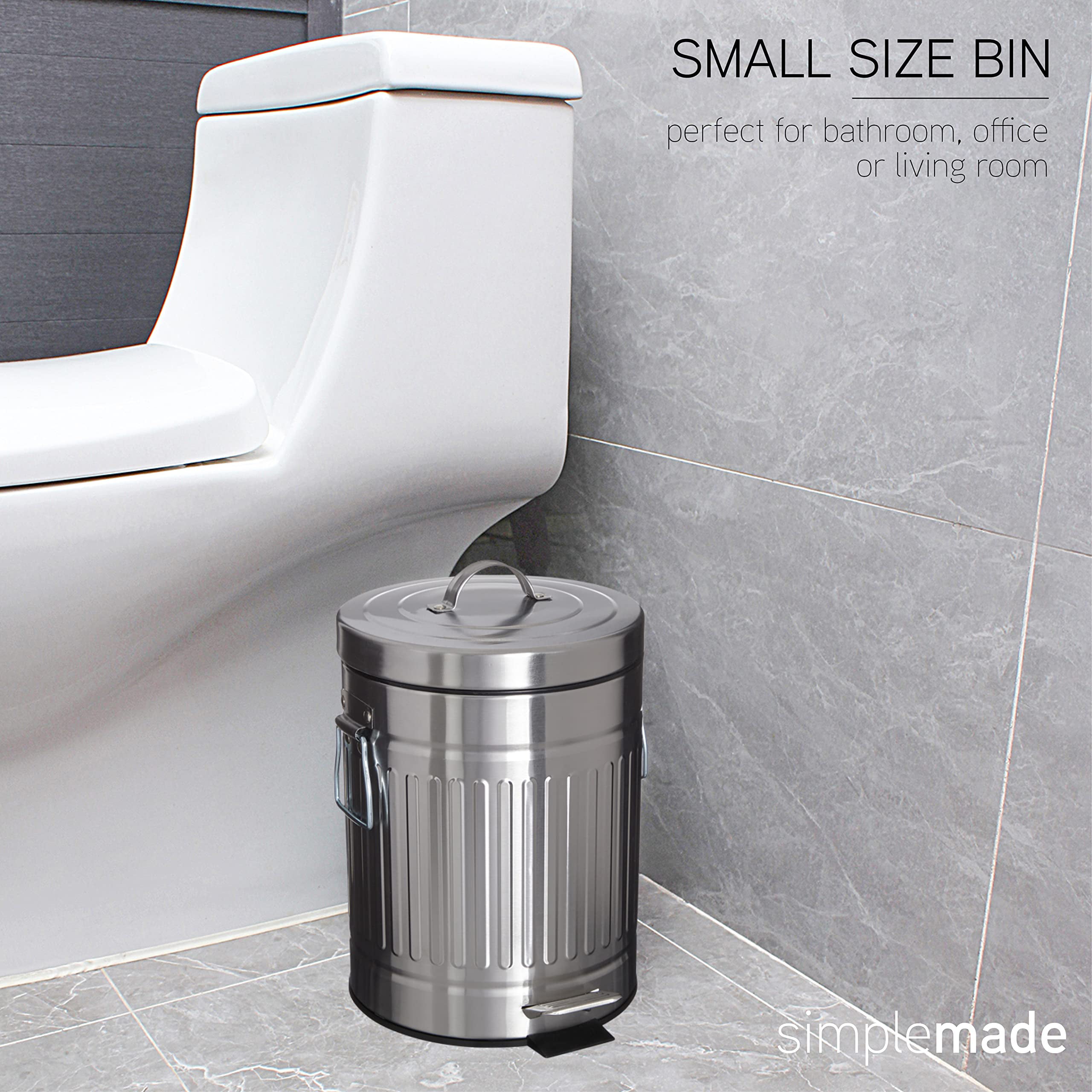 Small Bathroom Trash Can with Lid-5L/1.3 Gal Stainless Steel Step Pedal Trash  Can, Black Slim Wastebasket Easy-Close Lid, Removable Liner Metal Garbage  Container Bin for Bedroom, Kitchen, Office… - Yahoo Shopping