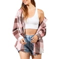 thumbnail image 3 of Qiylii Women Plaid Hooded Jacket, Long Sleeve Button Closure Fall Tops Outwear for Casual Street Clothing, 3 of 6