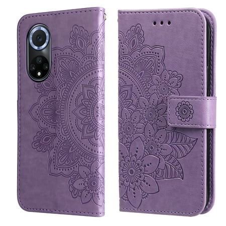 For Huawei nova 9 / Honor 50 7-petal Flowers Embossed Flip Leather Phone Case with Holder & Card