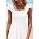 thumbnail image 5 of Vestido largo PRETTYGARDEN para mujer con cuello cuadrado y ojales, blanco, 5 of 9