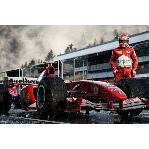 Michael Schumacher Mercedes F1 Racing Driver Wall Art Home Decor - 12x18 Inch Laminated Poster - Stunning Detail and Bold Colors