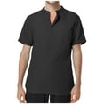 thumbnail image 2 of HAiming Men's Short Sleeve Cotton Linen Shirts Lightweight Casual Button Loose Summer Beach T-Shirt, 2 of 7