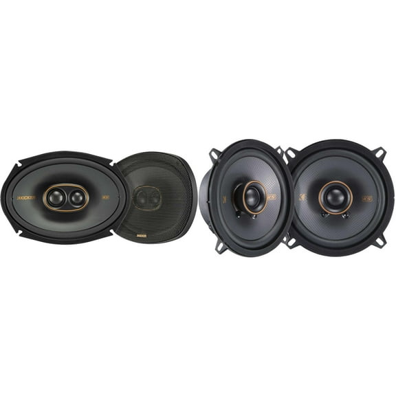 Kicker 51KSC69304 KS-Series 6x9" 3-way Speakers with 1" and .75" tweeters w/ 51KSC504 5.25" Coaxial Bundle