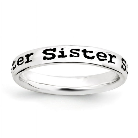 Sterling Silver Polished Enameled Sister Ring