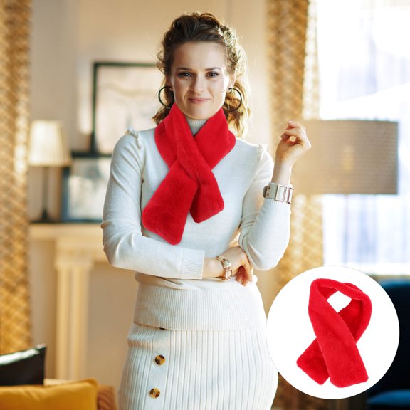 BESTYASH 1Pc Warm Scarf Red Plush Neck Warmer Soft Comfortable for Formal and Casual Wear