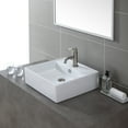 KRAUS Square Ceramic Vessel Bathroom Sink with Overflow in White and