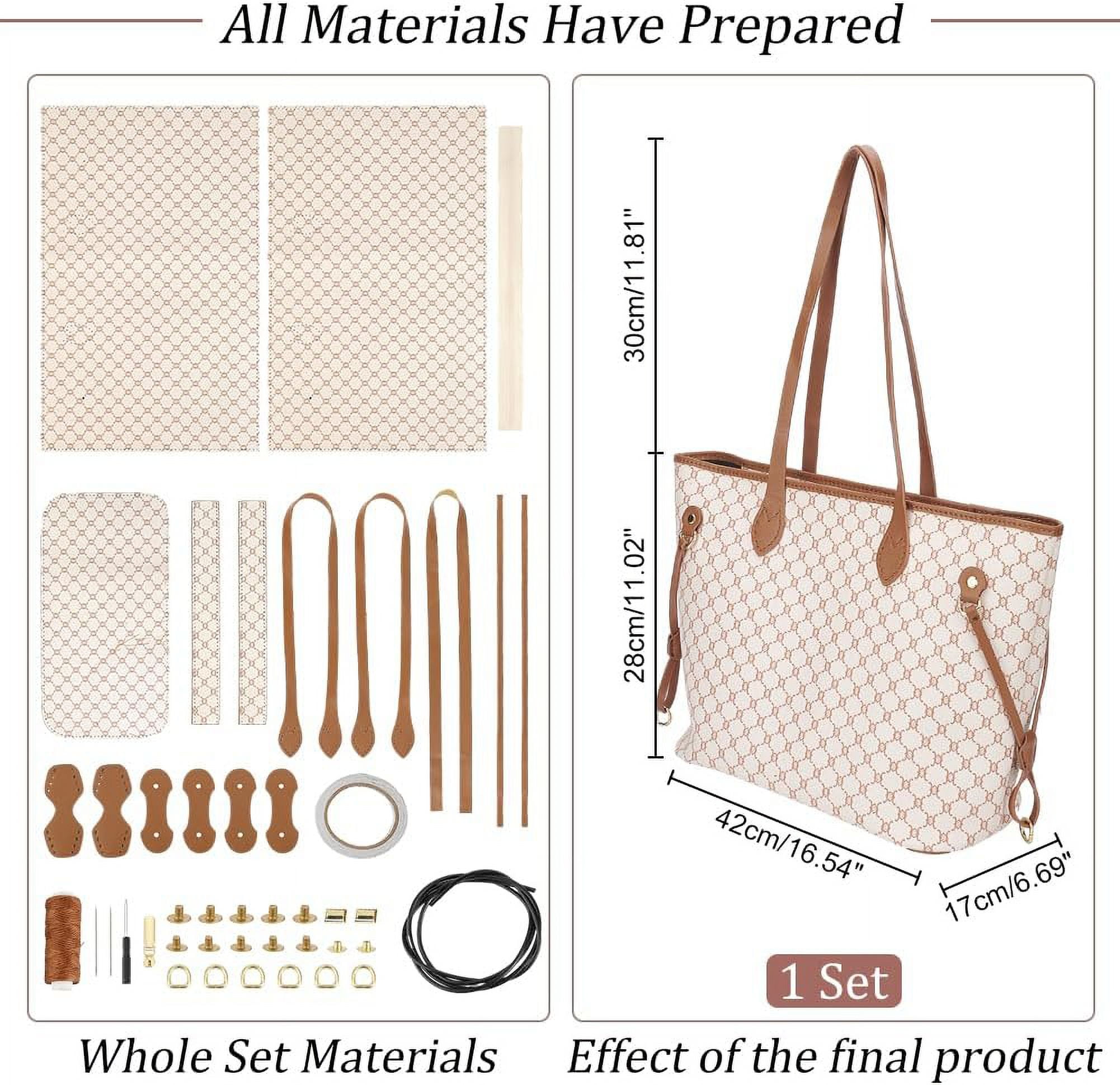 DIY PU Leather Tote Bag Kit DIY PU Leather Shoulder Bags Sew on Making Kit Handmade Handbag Sewing Material Tools Set Handmade Purse Craft Making Project Personalized Women Gift Beige PapayaWhip