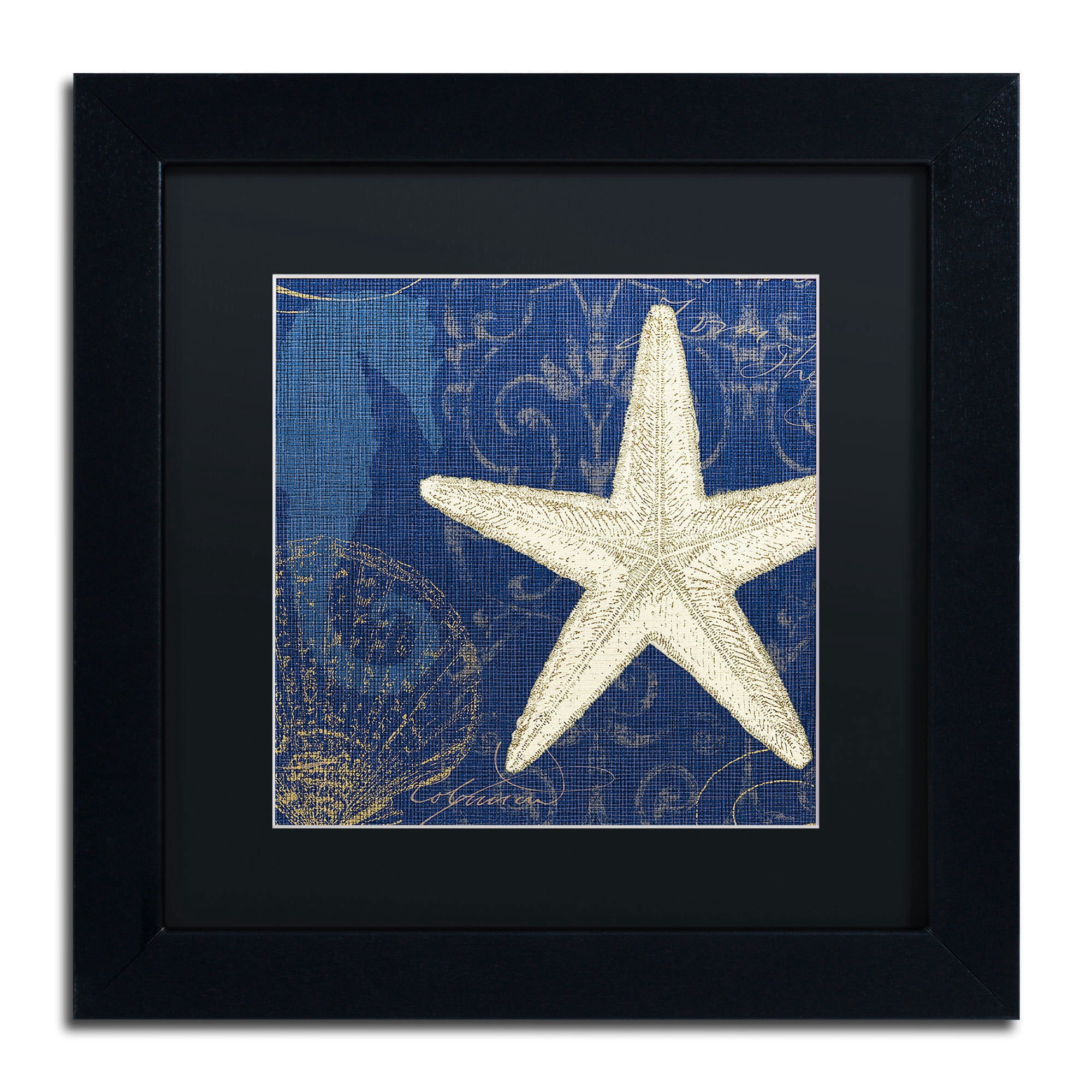 Trademark Fine Art "Coastal Moonlight I Teal" Canvas Art by Pela Studio, Black Mat, Black Frame