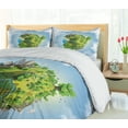thumbnail image 5 of Ambesonne World Duvet Cover Sets, Cartoon Globe Greenery, 2-Queen, Green Pale Blue White, 5 of 7