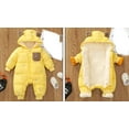 thumbnail image 3 of Baby Boys Girls Snow Suits Warm Hooded Puffer Coat Jacket Romper for Baby Snow Coat Solid Color Long Sleeve Cute Boy Outfits for Toddler Boys 0-6 Months, 3 of 4