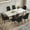 Table+6 Black Chairs, variant on JUFU Dining Table Set for 6, 71'' White Marble Dining Table and Chairs, Modern Kitchen Table Set for 6,with 6 White&Gray PU Leather Upholstered Dining Chairs, Dinner Table Set for Dining Room