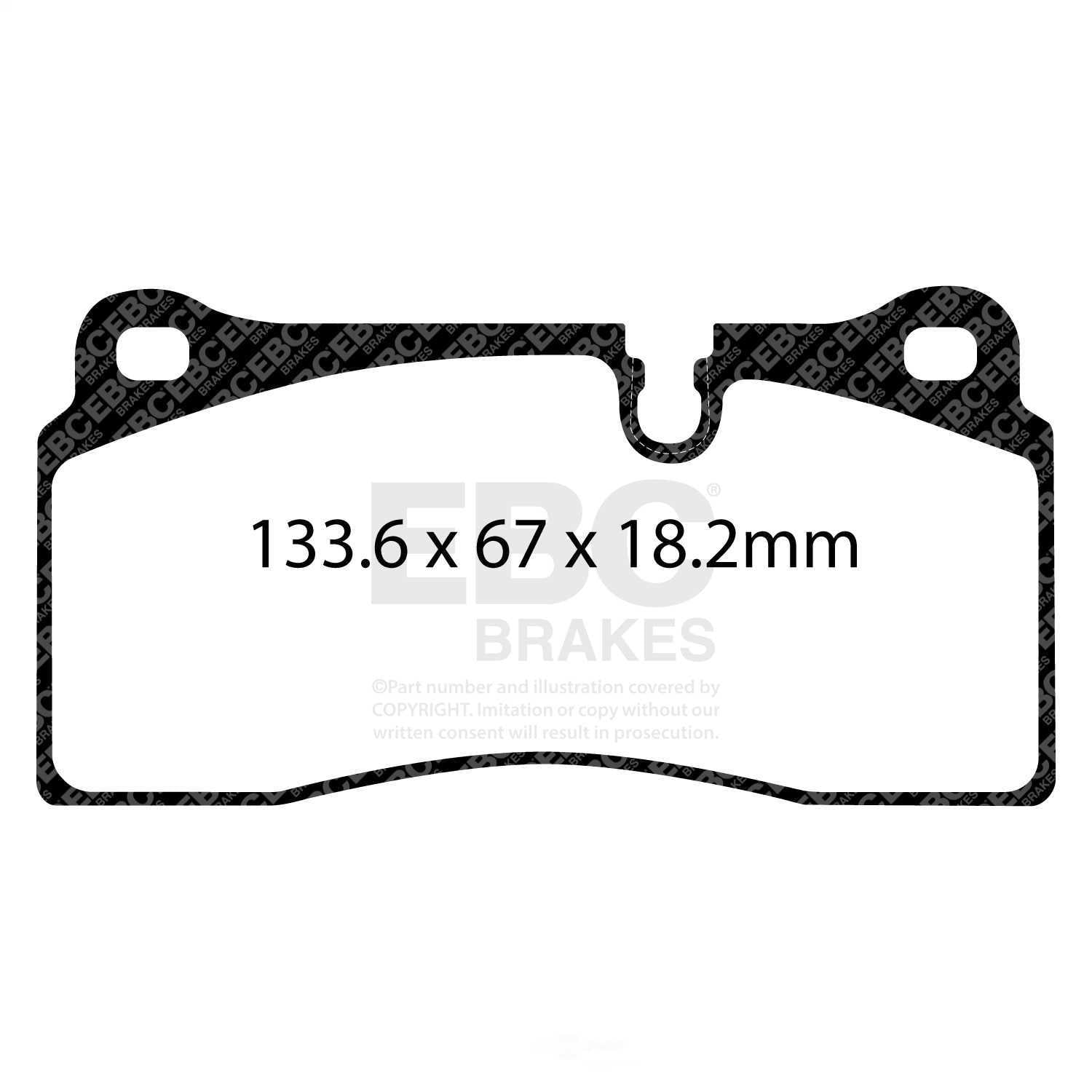 EBC Brakes DP32425C Redstuff Ceramic Low Dust Brake Pads, FMSI Pad No. D2097 Pad Dimensions: 133.6